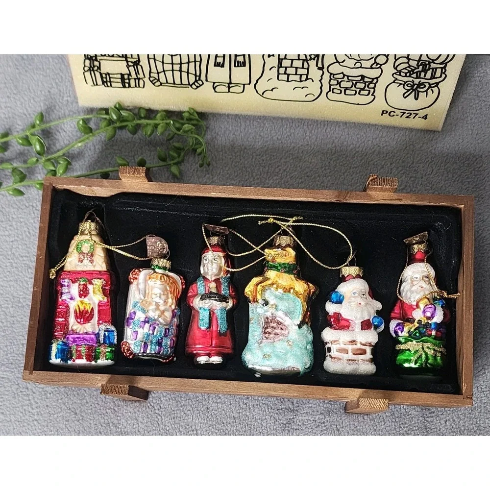 Thomas Pacconi 2004 The‎ Night Before Christmas Blown Glass Ornament Set of 6